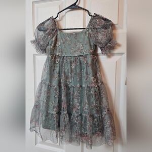 XS Zenzi Kids Dress in Floral Blue and Pink